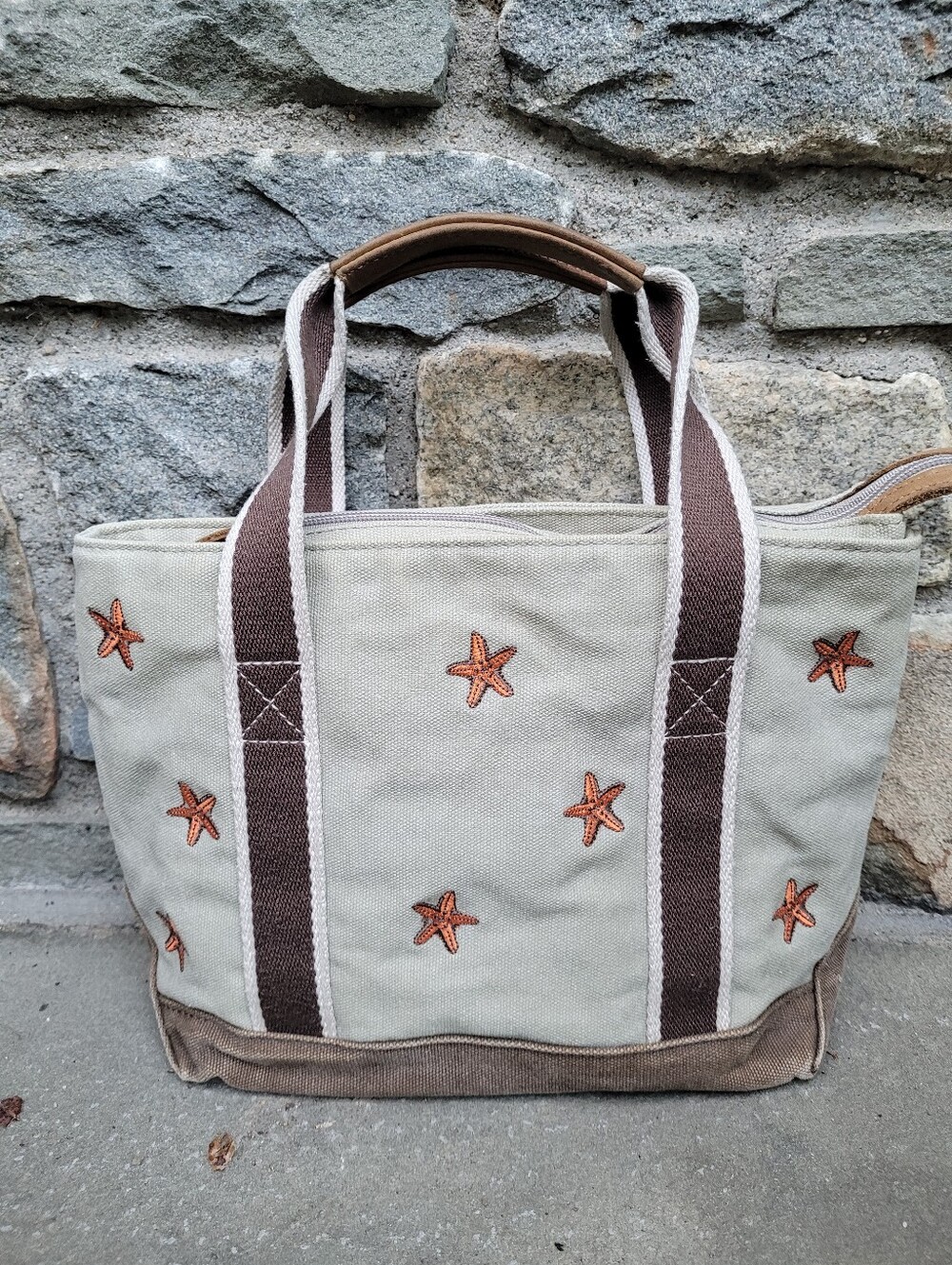 L.L.Bean Vintage Embroidered Starfish Mini Tote Bag